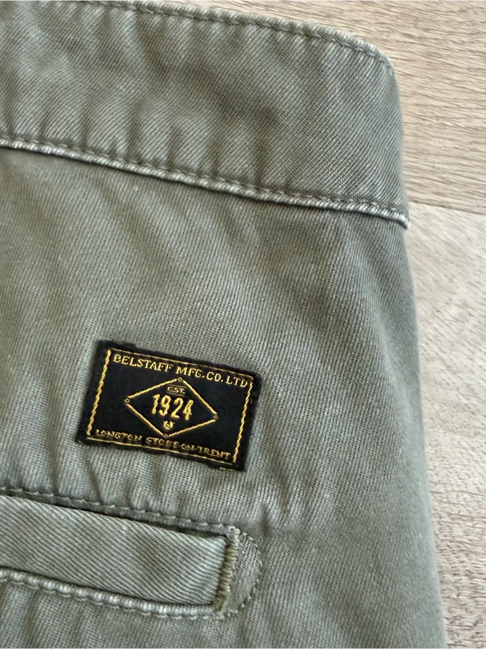 Belstaff England 1924 Longton Chino Pants Faded Olive Green Men's Size 32x32 - Picture 13 of 13